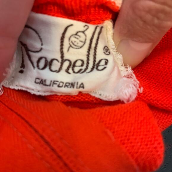 2/$30 Vintage Giraffe Sweater Size S Neon Orange Red Embroidered Rochelle - Picture 4 of 8